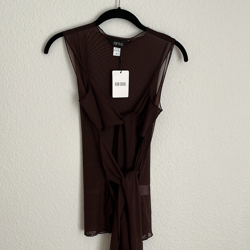 Kim Shui Brown Wrap Top - Picture 16 of 16